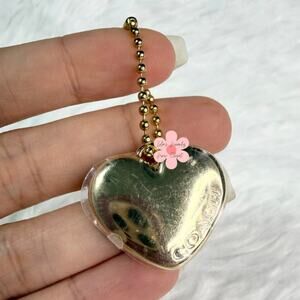 1" COACH Gold Heart Metal Hangtag Hang Tag Key Fob Bag Charm